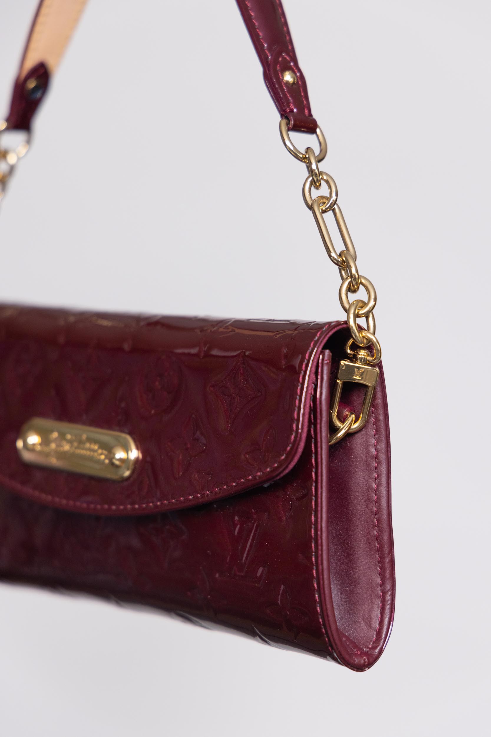 Sunset boulevard patent leather clutch bag Louis Vuitton Burgundy