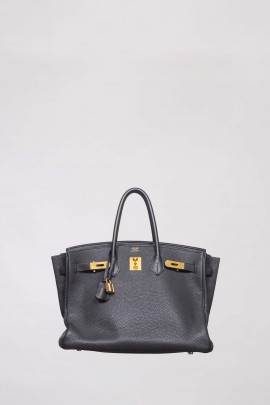Birkin bag Togo leather black gold details