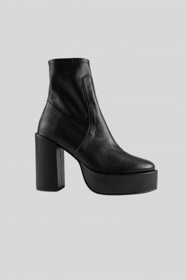 Boots Edith en cuir stretch noir