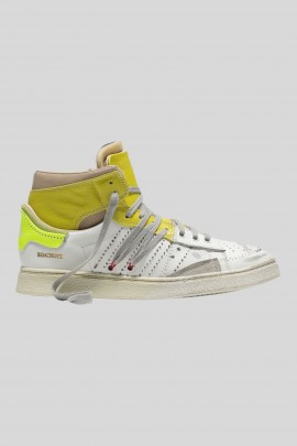 Cage Dual high top trainers in Canary white