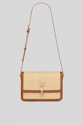 Satchel Medium bag in beige raffia