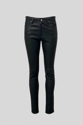 Pantalon slim Adel en cuir stretch noir