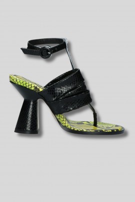Lacie 07 Black Python sandals