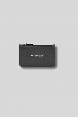 Black leather card holder and logo