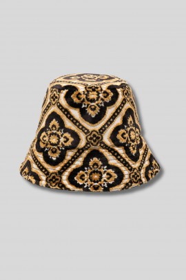 Printed velvet bucket hat