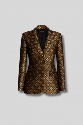 Gold jacquard blazer jacket