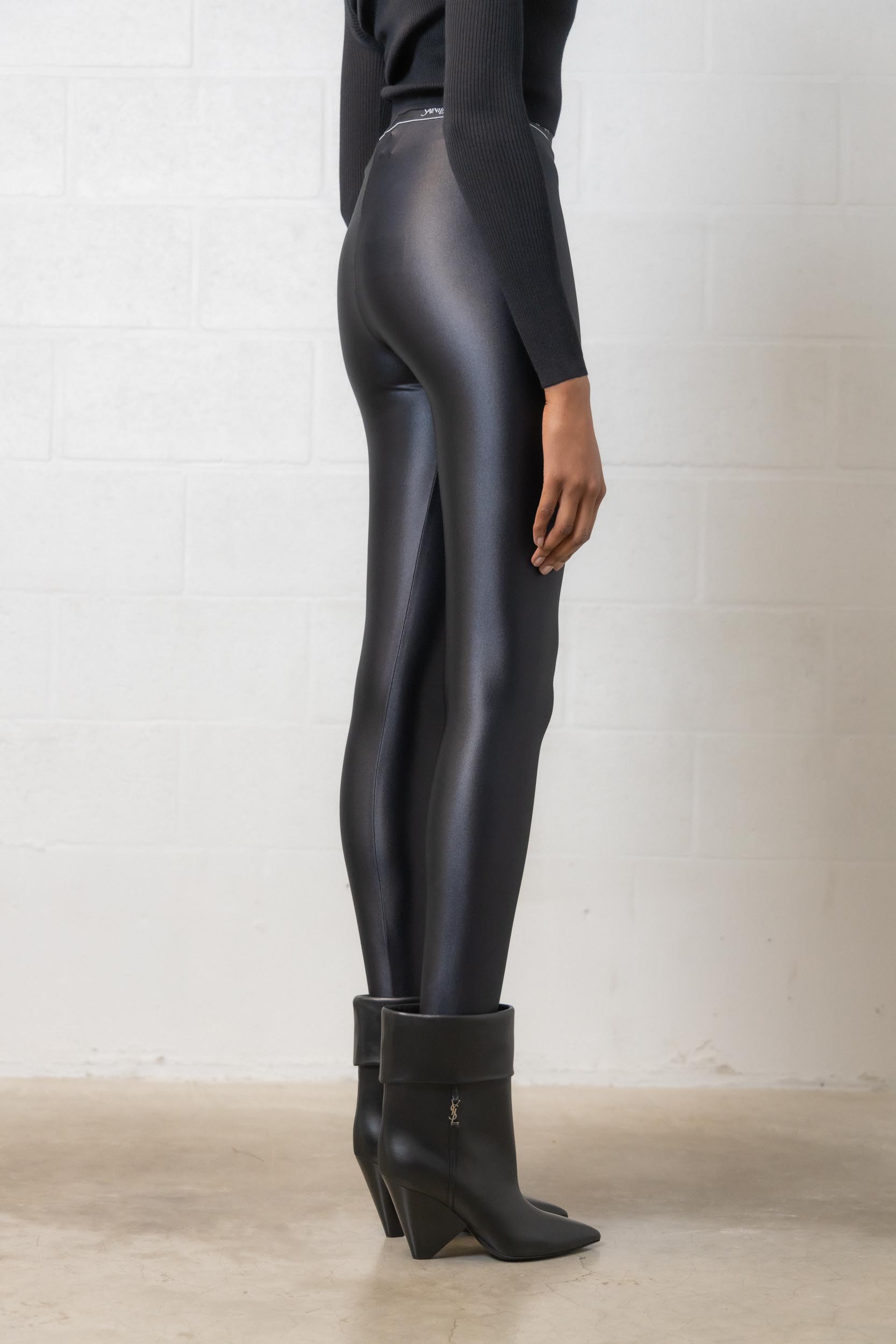 Saint Laurent tights in shiny black jersey