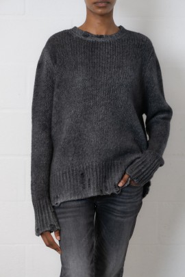 Pull col rond en laine noir