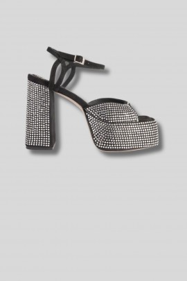 Sandales Coco 08 en daim noir et cristaux