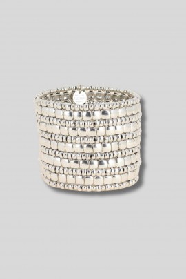 Elastic cuff Box XL 5 rows silver