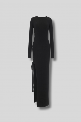 Black wool ribbon dress