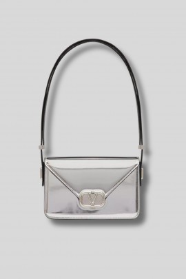 Letter Small bag in silver mirrored leather ​