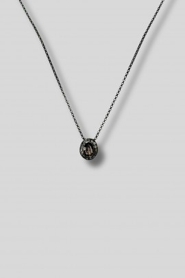 Pendentif quartz smoky et diamants gris