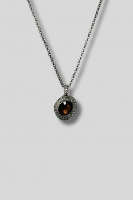 Pendentif Quartz & diamants gris