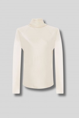 Blouse à dos béniter en crêpe de satin de soie écru