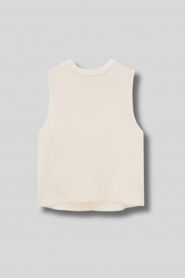 Top en satin de soie écru