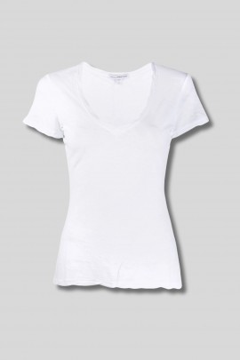 White cotton V-neck T-shirt