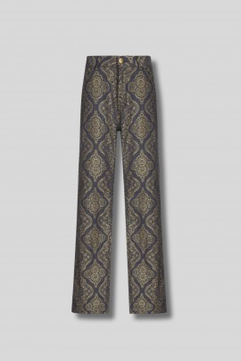 Pantalon en denim imprimé jacquard noir