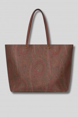 Maxi tote bag with Paisley jacquard print pocket