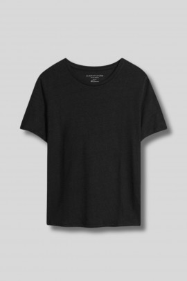 Black round-neck linen T-shirt