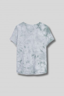Aqua printed round-neck T-shirt