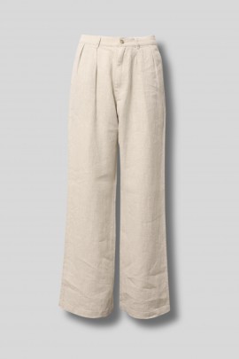 Pantalon Wide Leg en lin beige