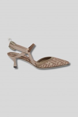 Chaussures à bride arrière en coton taupe FF