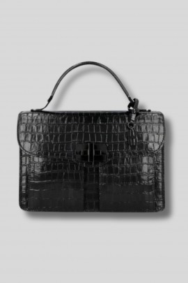 Sac Le Capot imprimé croco noir