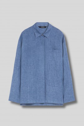 Blue denim-effect linen shirt