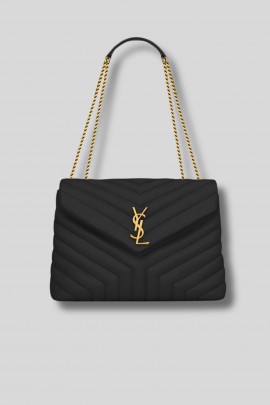 Loulou Medium bag in black quilted leather