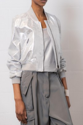 Diana bomber in vintage silver Paper leather