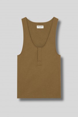 Khaki cotton twill tank top