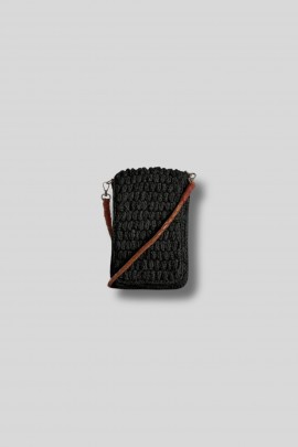 Vao Black Raffia Phone Holder