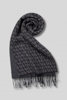 Charcoal grey iconograph canvas printed scarf
