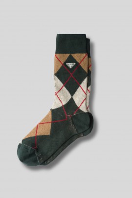 Chaussettes en coton à losanges verts