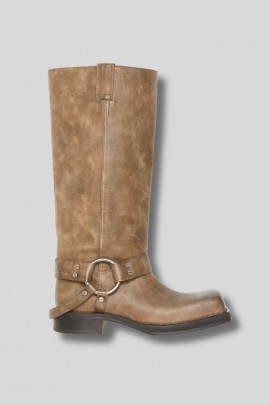 Greige leather boots