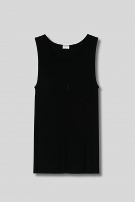 Black wool jersey tank top