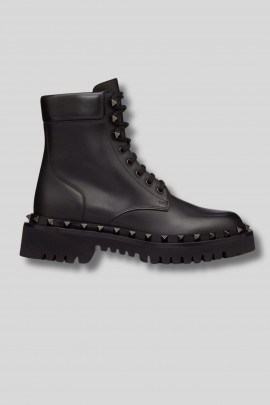 Combat boots Rockstuds en cuir noir