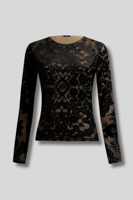 Black jacquard velvet top
