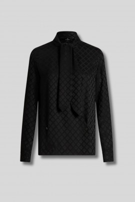 Chemise lavaliere en soie noire