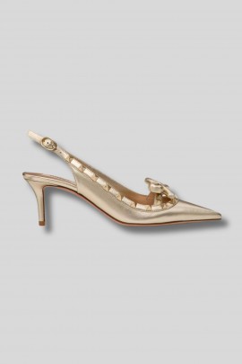 Escarpins slingback en cuir nappa doré