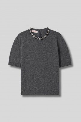 Grey rhinestone T-shirt