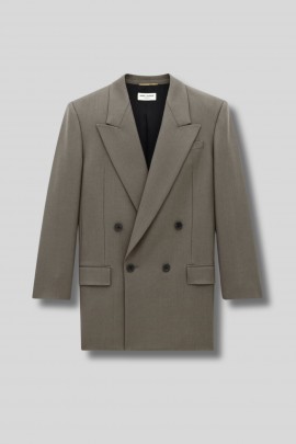 Oversized jacket in clay gray wool gabardine