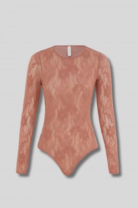 Body en dentelle rose 