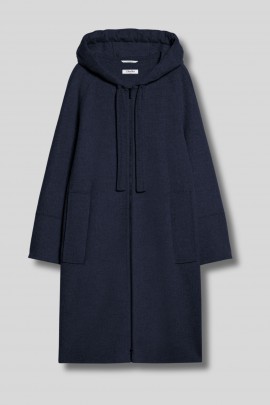 Felpi Navy Wool Hooded Coat