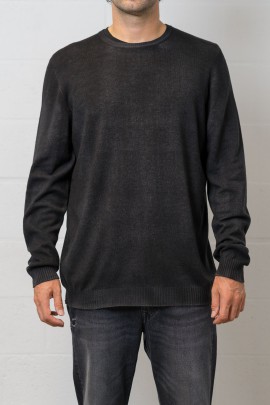 Pull ras de cou en maille fine noir