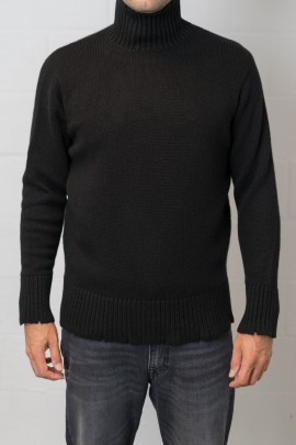 Black turtleneck knit sweater