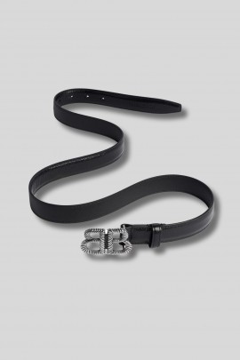 Ceinture Monaco Twist 25 en cuir noir