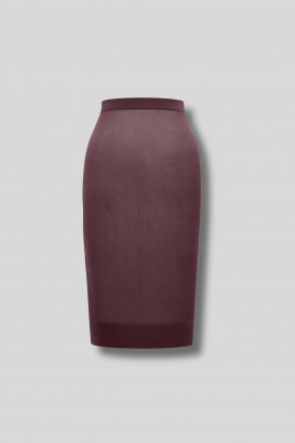 Jupe en maille transparente bordeaux