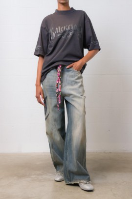 Faded black cotton T-shirt